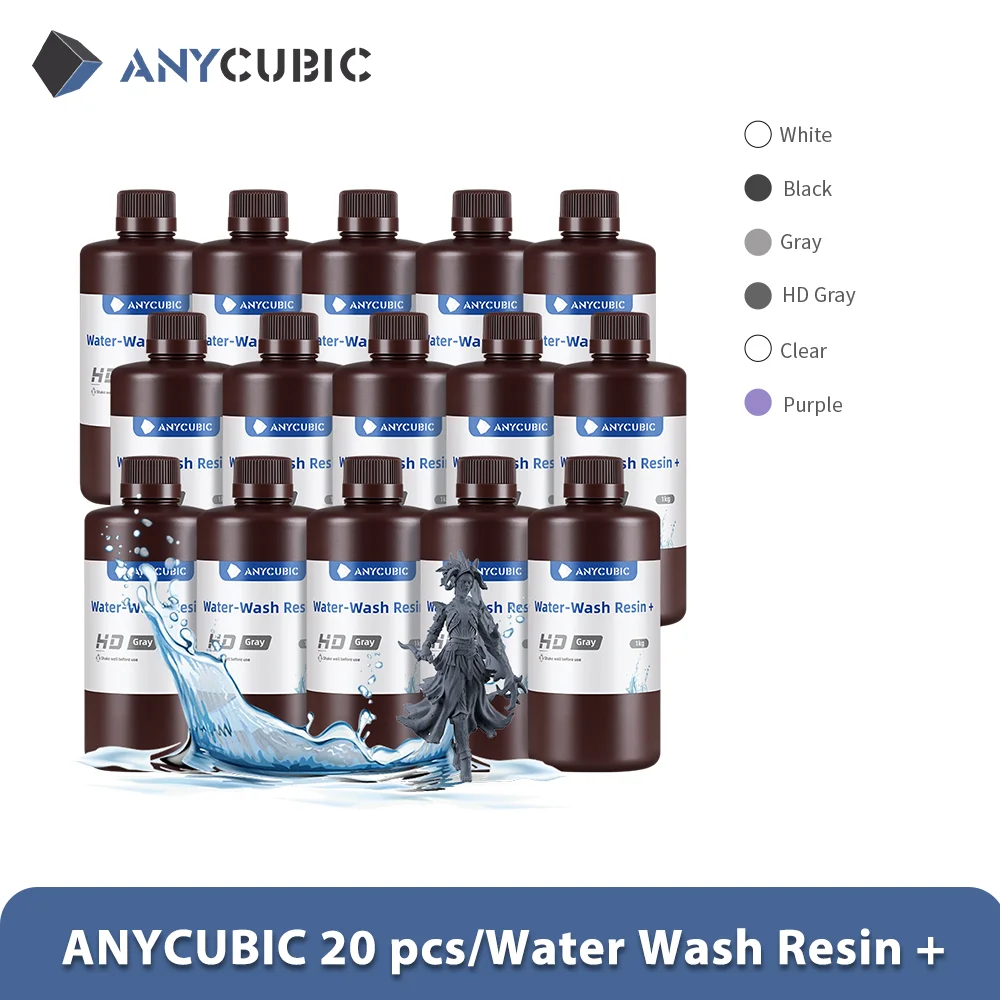 ANYCUBIC Water-Wash 20KG 3D Printer Resin Water-Washable High Precision Low odor And Low Viscosity for LCD 3D printer Photon