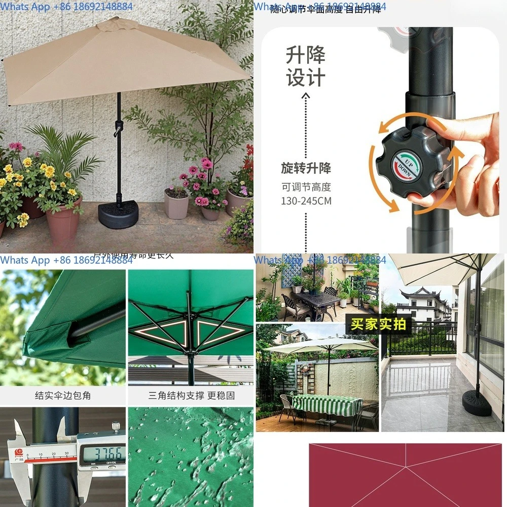 

Adjustable Wall Mounted Outdoor Half Shade Umbrella for Garden Patio Balcony Coffee Shop Rain Shelter