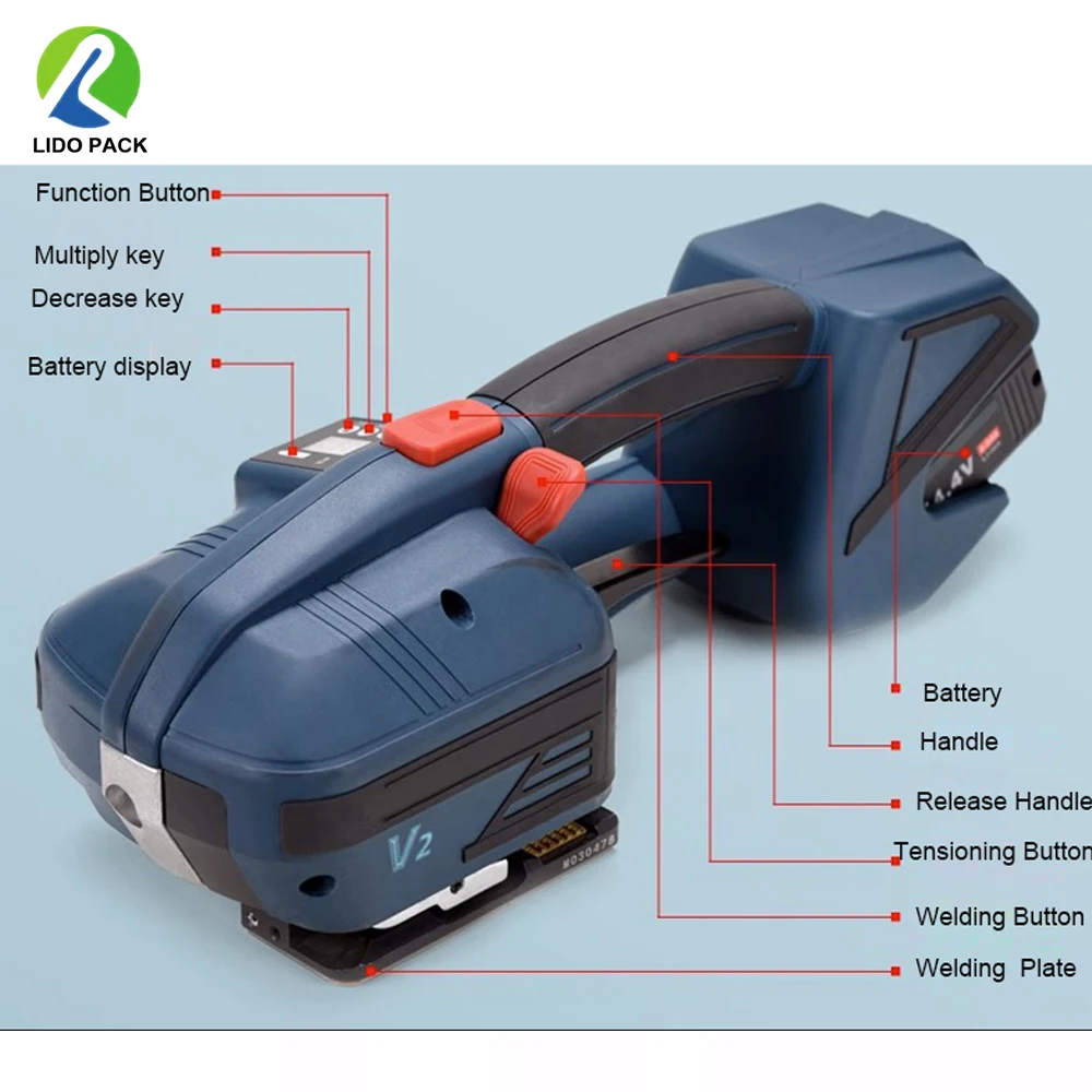 تصنيع ماكينة الربط الأوتوماتيكية الكهربائية V2 الأكثر مبيعًا لأشرطة بلاستيكية للحيوانات الأليفة 13-16 مللي متر Pp