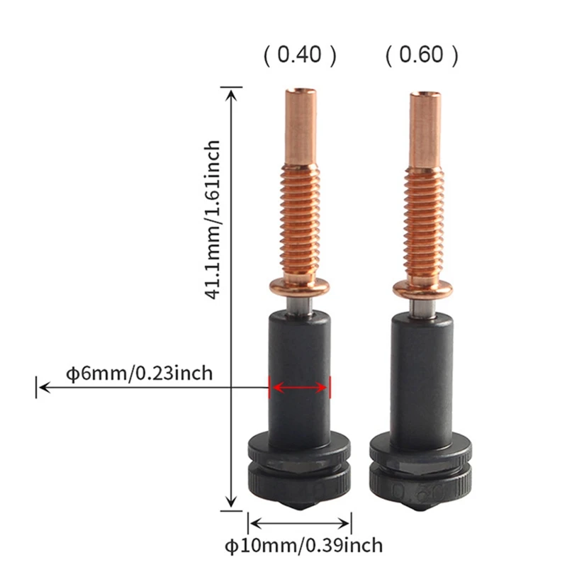 Aliran tinggi 0.4Mm/0.6Mm nozel untuk Revo Hotend Extruder baja keras/tembaga/Titanium /TC4 bahan untuk REVO hocenderung