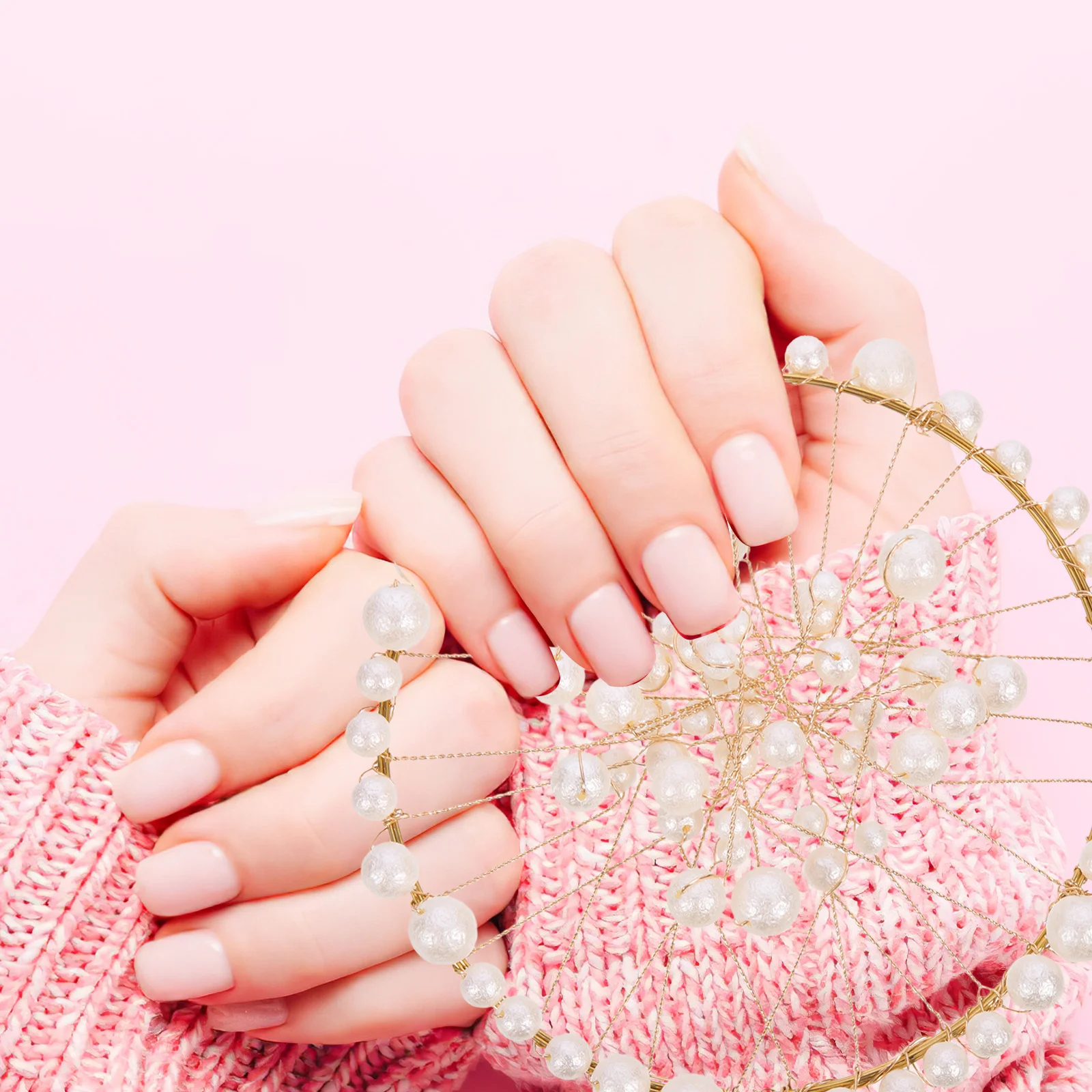 

2Pcs Pearls Decorative Photo Props Durable Round Shape Nail Art Jewelry Photography Props Product Backdrop Photo Backdrop Decor