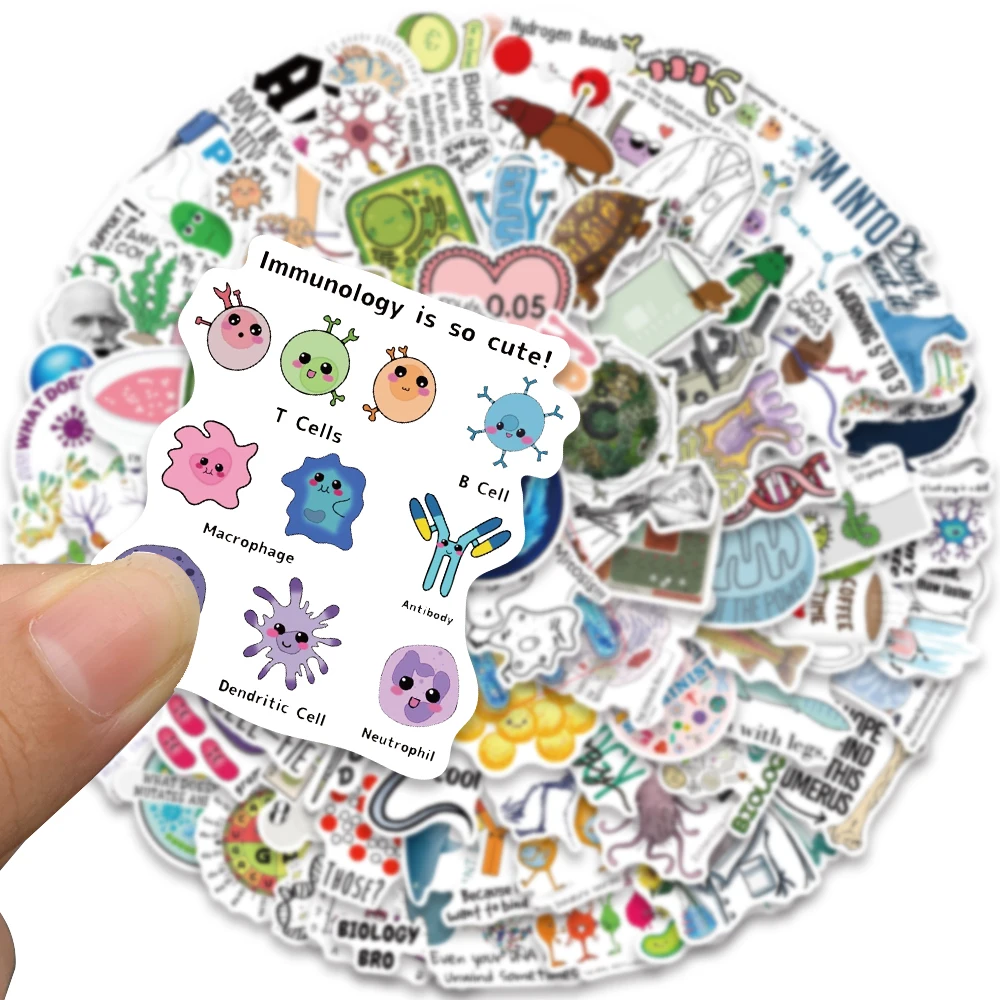 50/100pcs Cute Cartoon Biology Stickers For Laptop Notebook Luggage Guitar Skateboard Waterproof Graffiti Stationery Decals