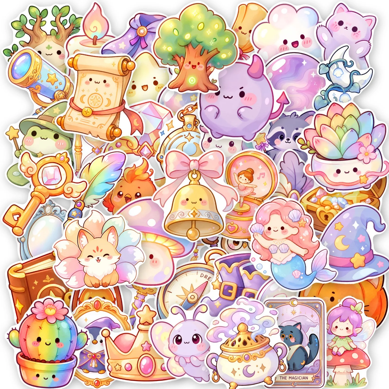 50pcs Cute Wizard Fairy Magic Fantasy Cartoon Graffiti Waterproof Decorative Stickers for Notebook Guitar Luggage Stationery Box