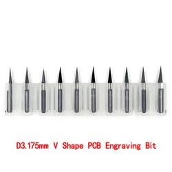 10-90degree tip 0.1 Milling Cutter D3.175 Shank Tungsten Carbide V Shape PCB Engraving Bit Degree CNC Router Bit for Wood PVC