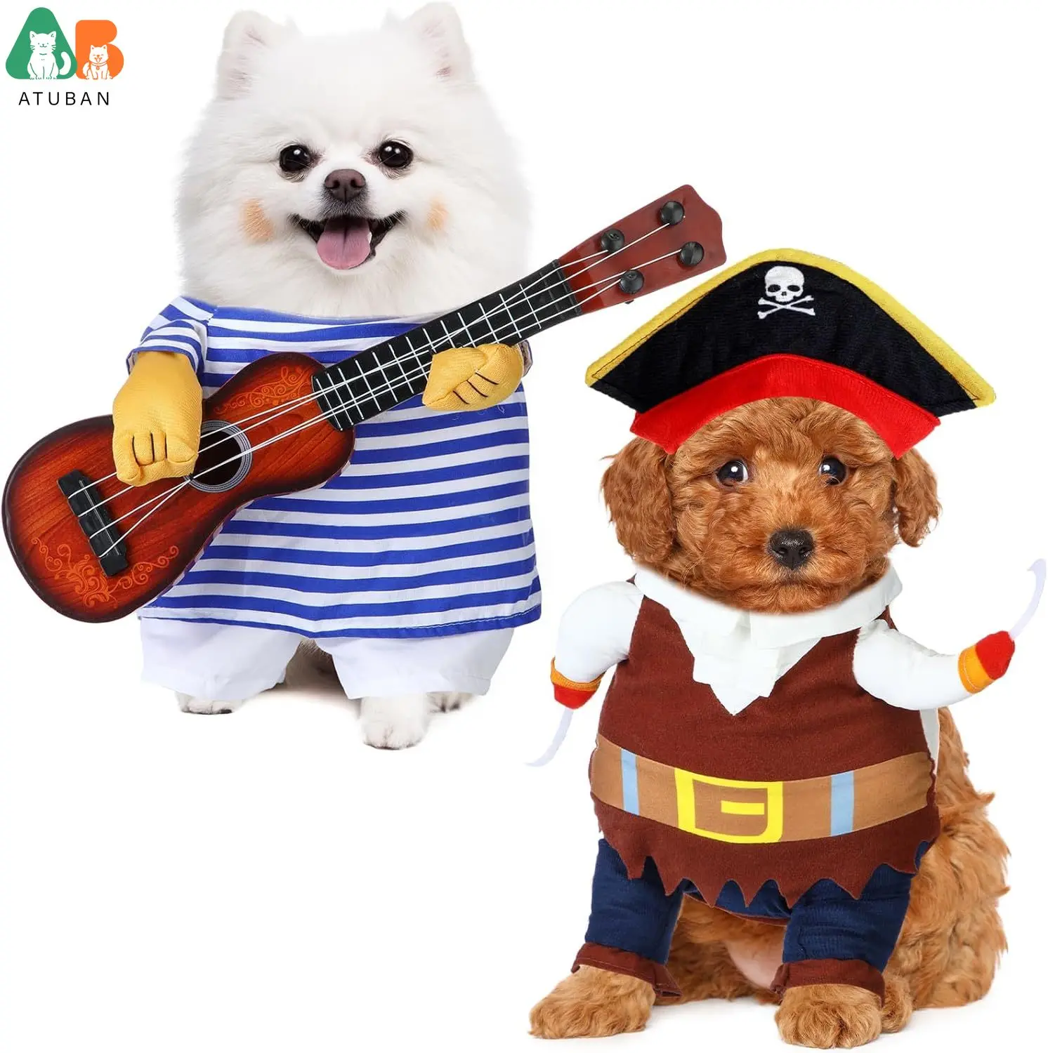 2Pc Cowboy Rider Dog Costume Knight Style Pet Costume with Doll and Hat Funny Halloween Costumes for Pet Clothes Cosplay Apparel