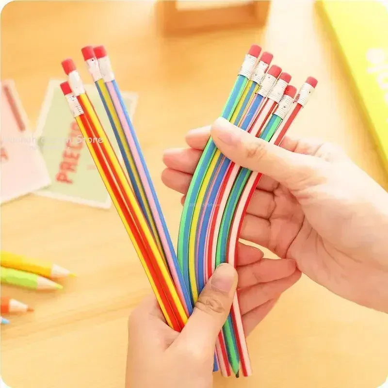 6Pcs/Set Creative Colorful Bendy Soft Pencil with Eraser Flexible Pencils for School Korean Stationery Students Office Supplies