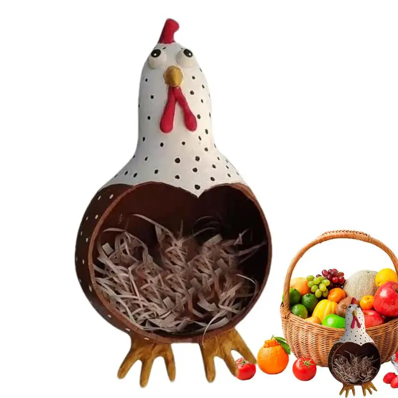 Egg Gathering Basket Creative Chicken Ornaments Cute Chicken Shape Egg Storage Collector Household Decor Holder For Home Supply