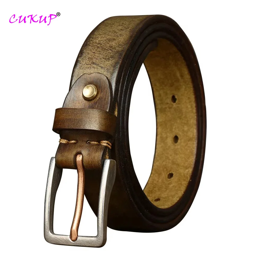 

Top Quality Design Stainless Steel Pin Buckle Pure Cowskin Leather Belts for Women 2.8cm Width