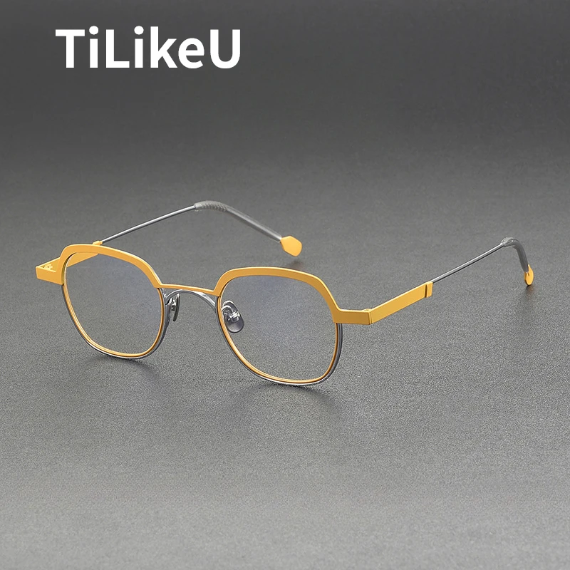 

2025 New Fashion Pure Titanium Glasses Frames Personalized Square Large Frame Two Color Designer Men and Women Eyeglasses Frames