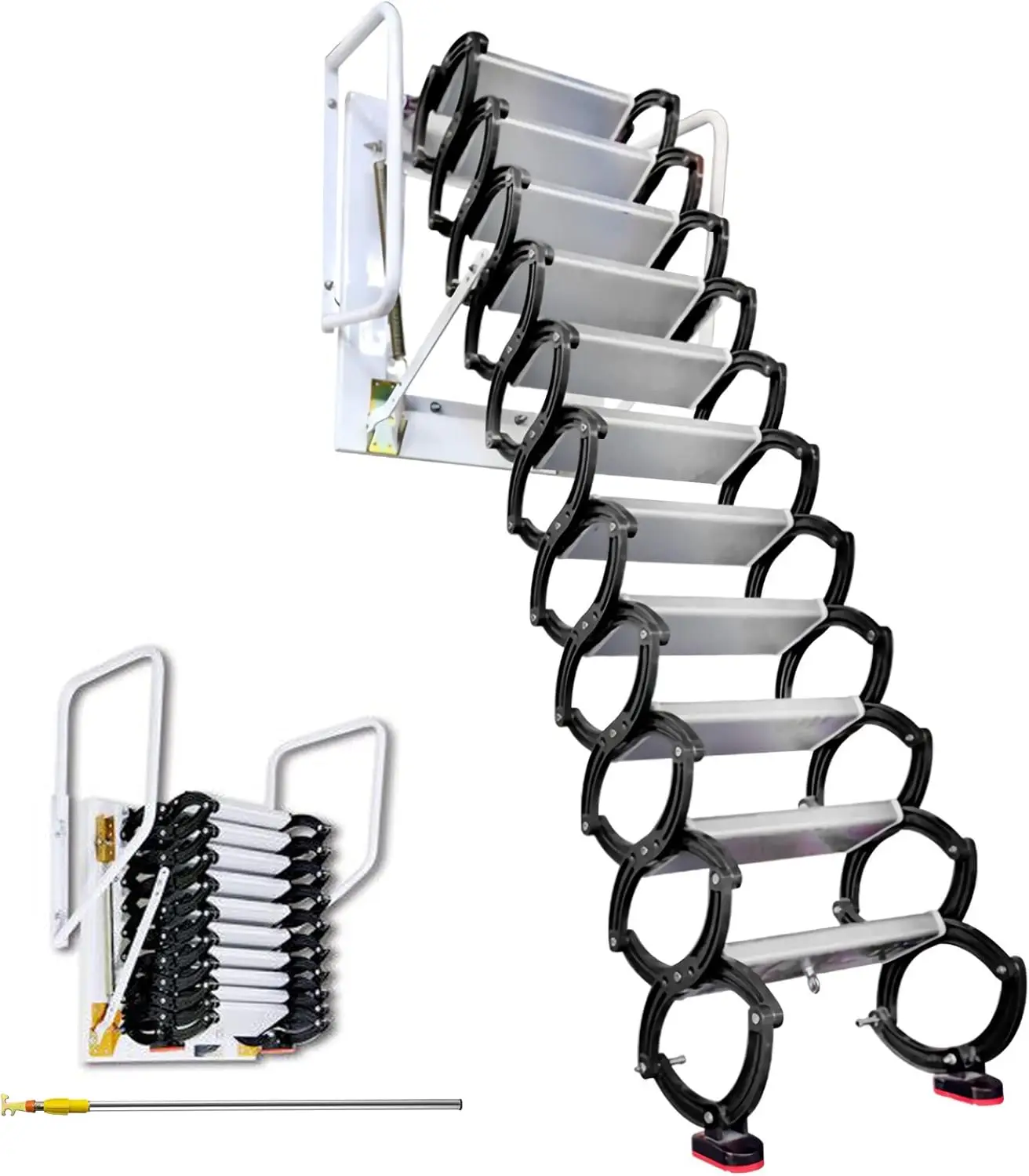 Intsupermai Attic Loft Ladder Stairs Loft Retractable Attic Folding Extension Ladder With Ti-Mg Alloy Structure Wall Mounted