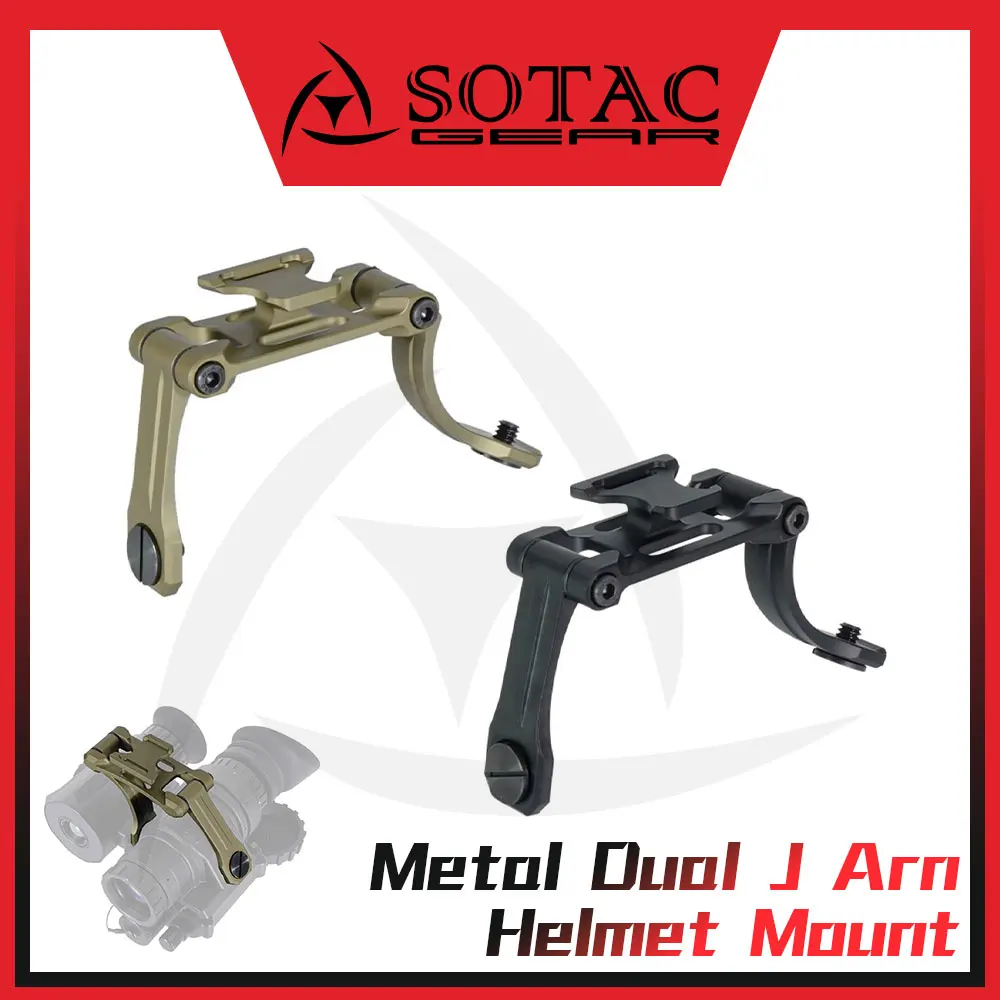 SOTAC-GEAR Tactical NVG Helmet Mount Lightweight Hard Anodized Aluminum PVS 14 Dual J Arm Mount Dual Bridge NVG Mount for PVS-14
