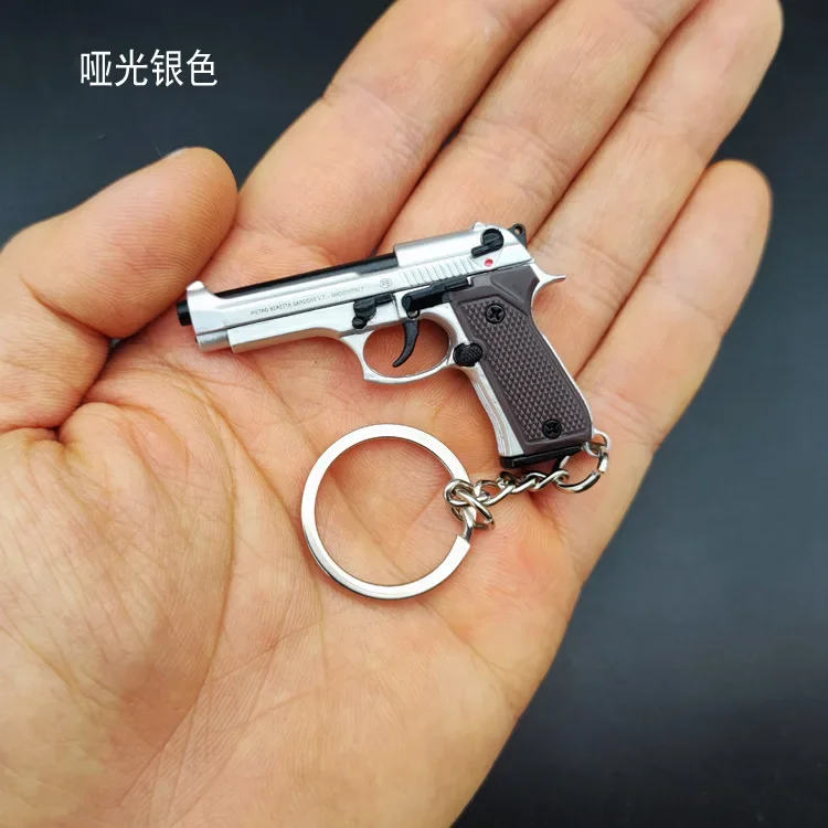 1:4 Alloy 92F Pistol Model Keychain Portable Toy Gun Detachable Fidget Toy Fake Gun for Boy Collection Adults Gift