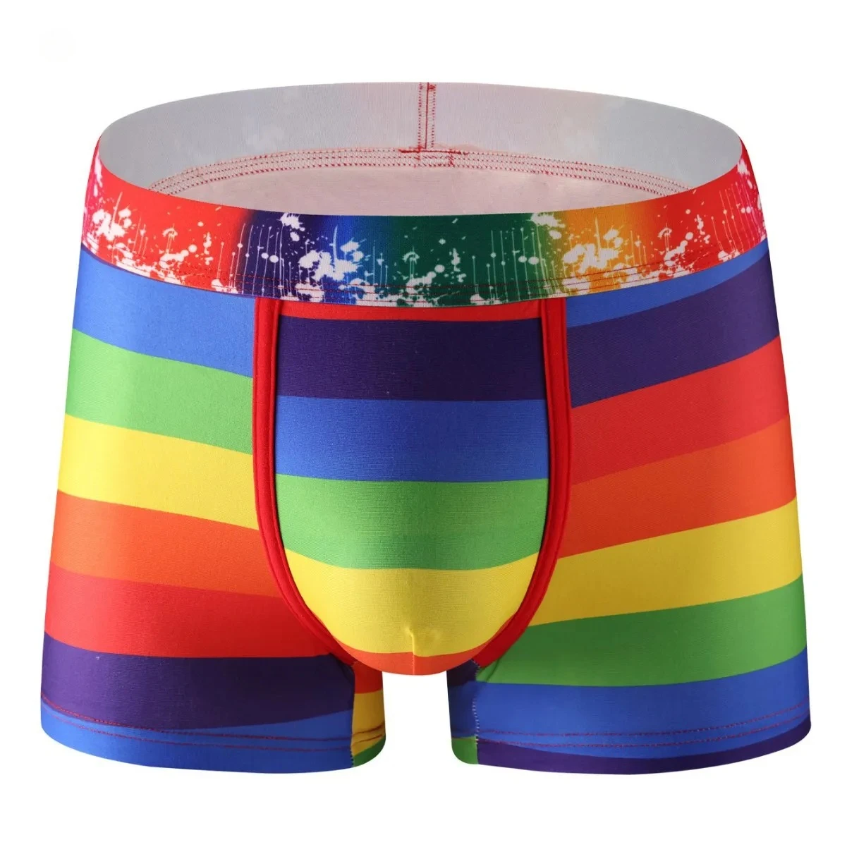Men's Rainbow Stripe Boxer Briefs 3D Print Summer Beach Shorts Quick Dry Casual Trunks Youth Fashion Boxy Underwear Daily Trunks