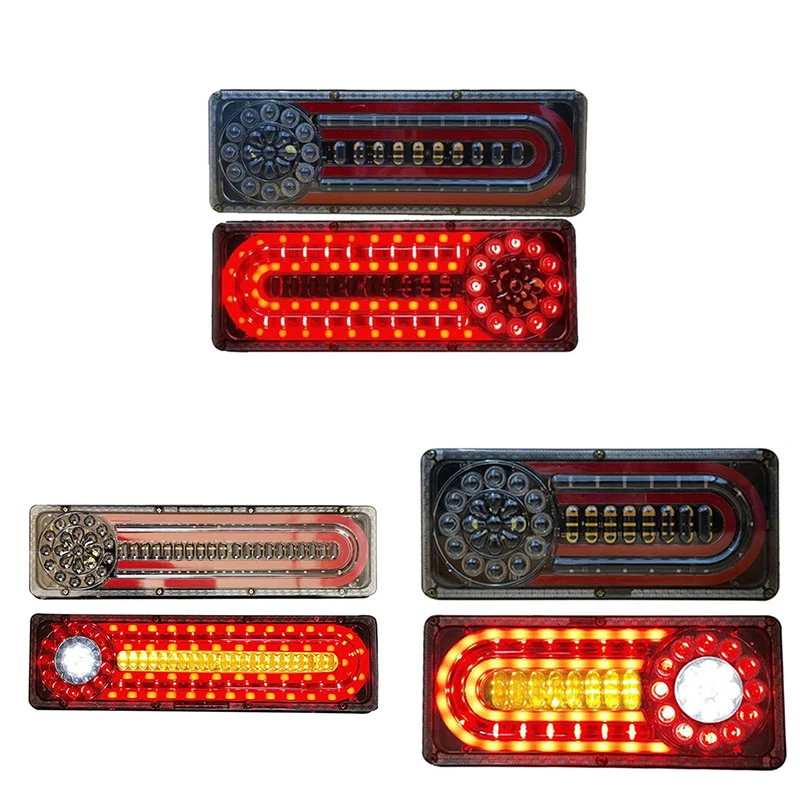 2Pcs 24V LED Dynamic Car Truck Tail Light Turn Signal Rear Indicator Brake Lights For Lorry Trailer Van