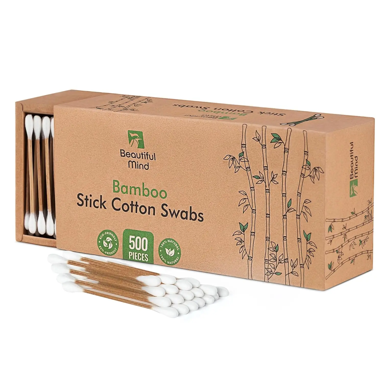 

Bamboo Cotton Swabs for Ears – 500 Pack – Qtips with Carbonized Bamboo for Durability – Eco-Friendly, Biodegradable & Vegan