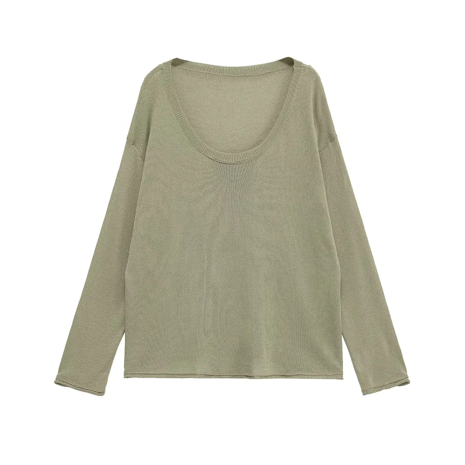 

New summer women's casual fashion simple knitted holiday style long-sleeved round neck sweater