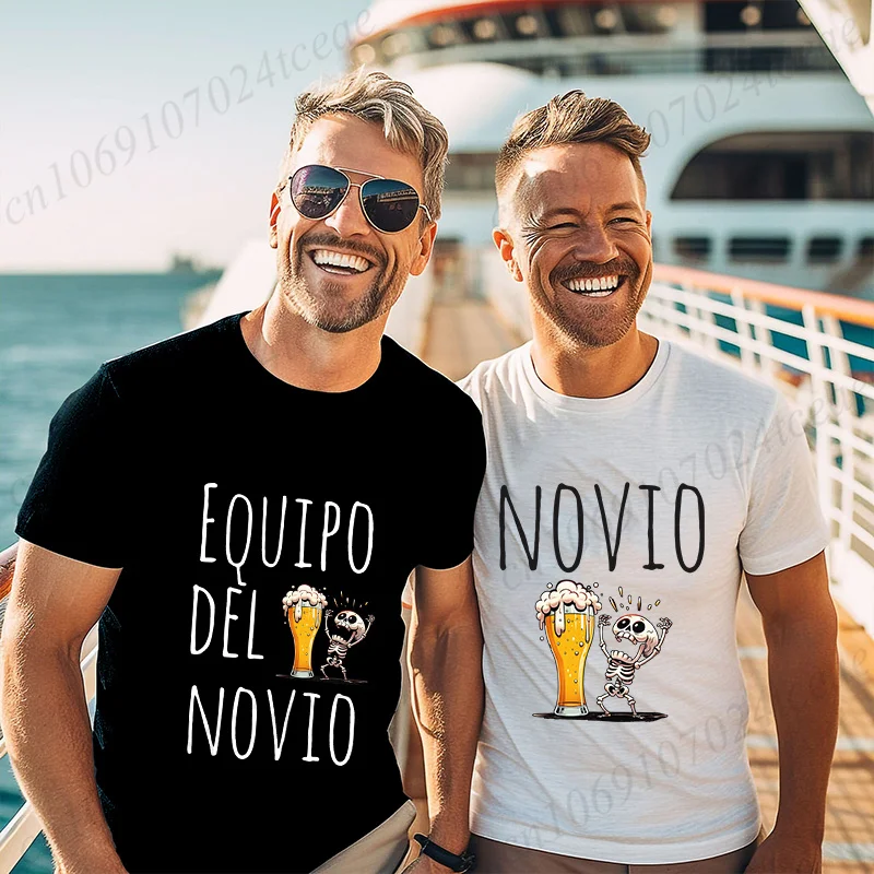 تي شيرت عيد الأب الإسباني Evg Team Groom Man بلايز رجالية واحدة وداع حفلة البكالوريوس تي شيرت جرافيك البيرة تي شيرت الزفاف #4