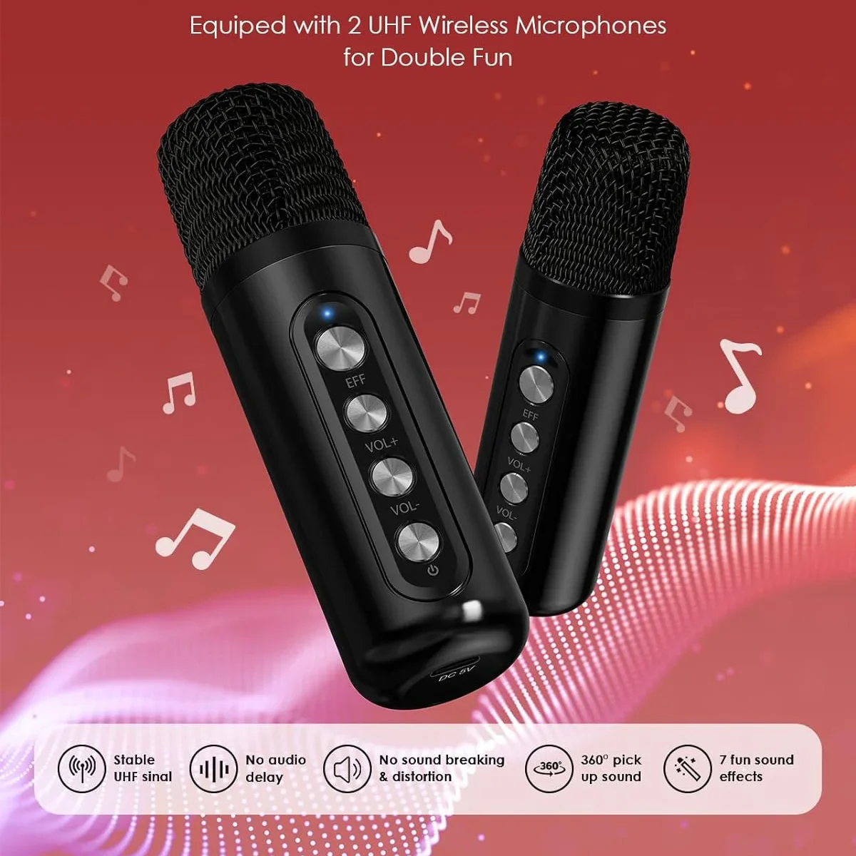 YS-307 przenośny rodzinny sprzęt do Karaoke Bluetooth 5.3 mikrofon bezprzewodowy sprzęt do śpiewania bas radiowy subwoofera Karaoke