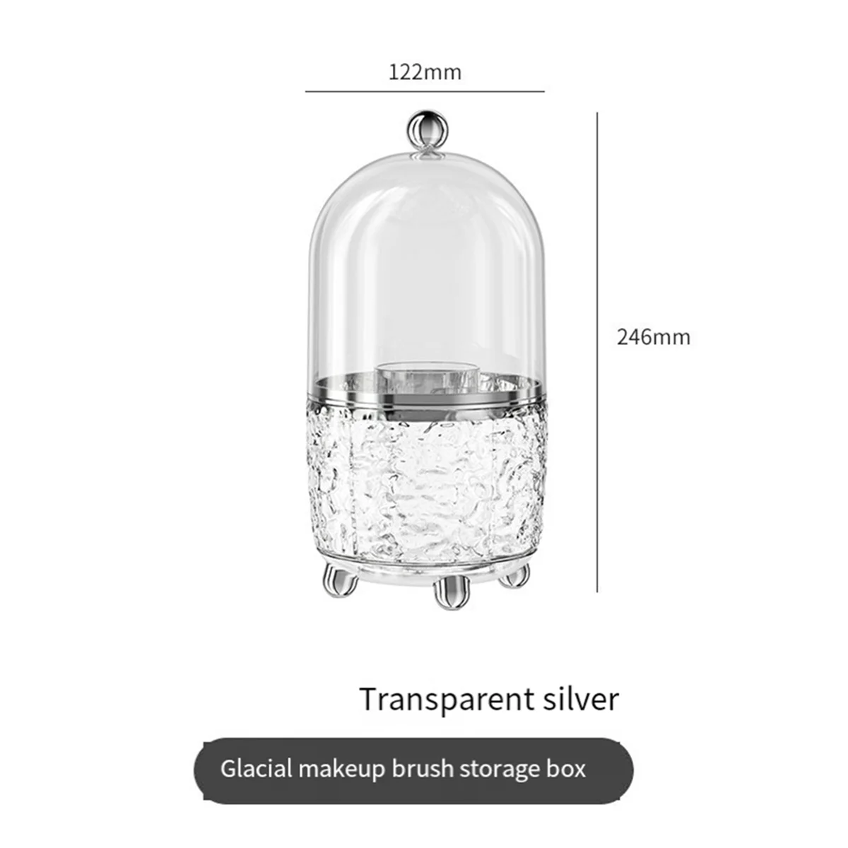 Makeup Brush Holder with Lid 360 Rotating Clear Dustproof Make Up Brushes Container -C