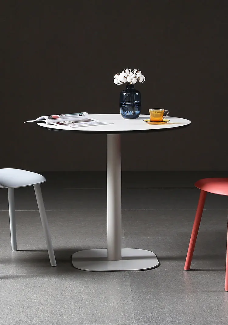 Light luxury dining table Modern simple white small round table Household dessert shop Cafe square table Restaurant booth