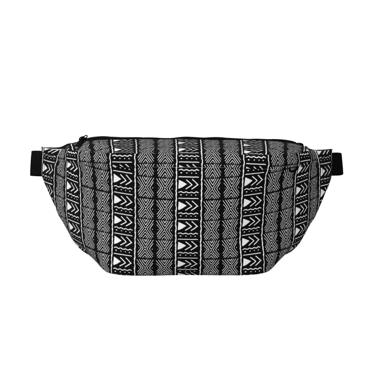 

Crossbody Waist Bag Black And White African Bogolan Tribal Pattern Men Women Adjustable Fanny Pack Money Phone Pouch Chest Bag