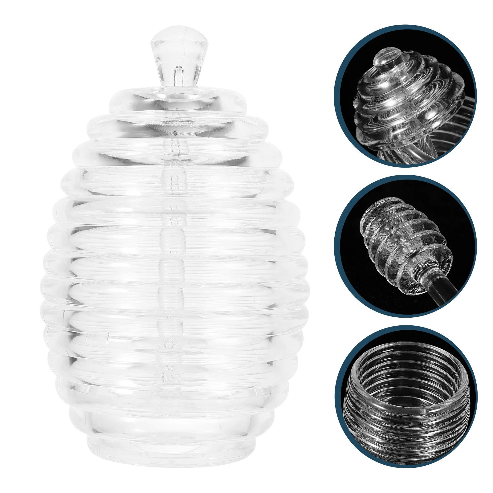 

1 set 1 Set Honey Jar Transparent Storage Jar With Mixing Bar Syrup Dispenser Food Container For Home Kitchen Bar Use