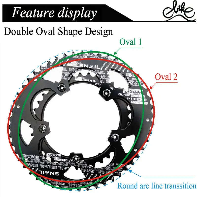 SNAIL 50T/35T 110BCD Chainring Road Bike Chainwheel Plate Double Oval Bicycle Chain Ring 9-11Speed Ultralight Bike Parts