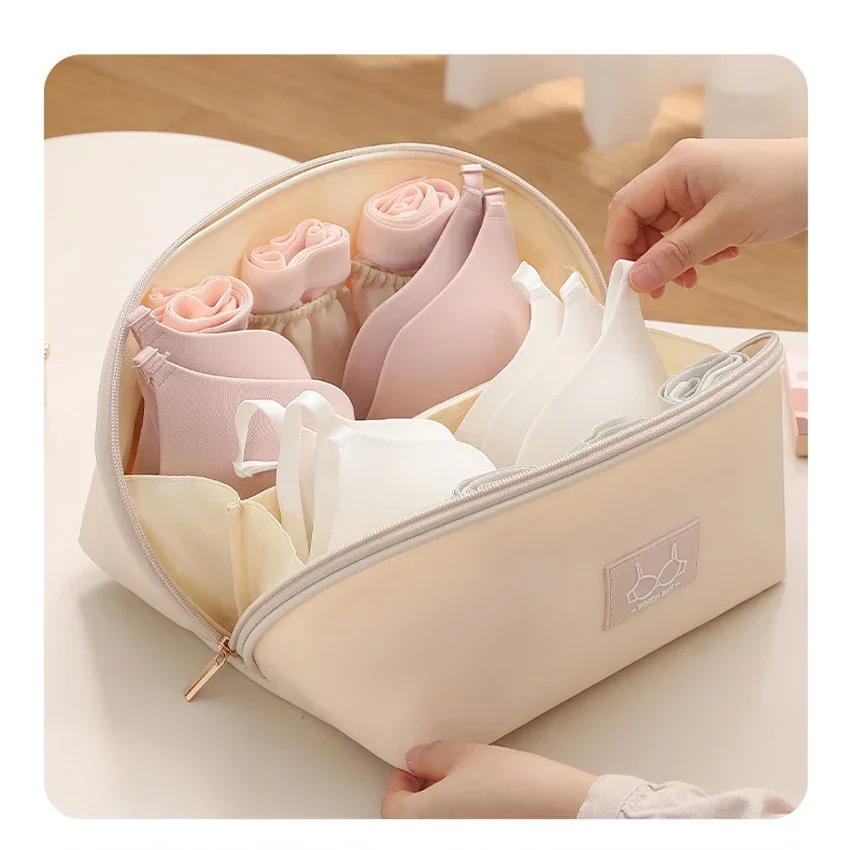 New Large Travel Underwear Bra Socks Organier Bag Water-proof Faux Leather Portable Cosmetic Zipper Pouch Designer Clothes Bag
