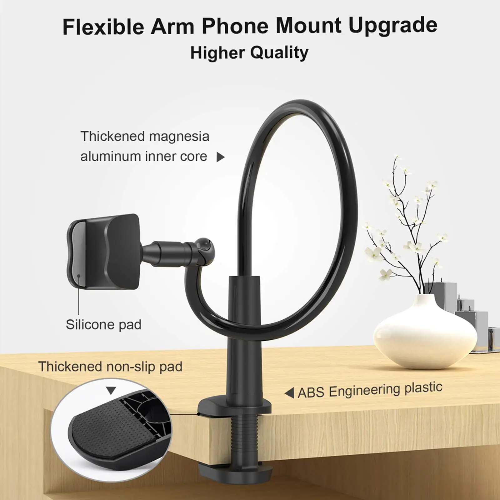 Phone Holder Bed Gooseneck Mount Flexible Arm 360 Mount Clip Adjustable Bracket Clamp Stand for IPhone 14 Pro XS Max XR Samsung