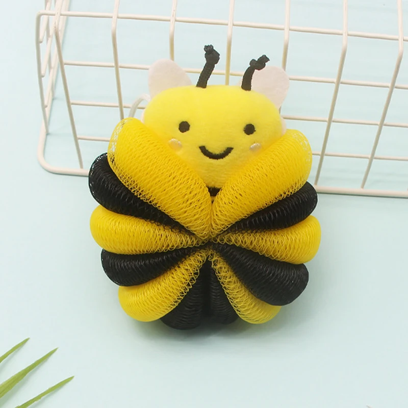 Bee Sponge Bath Ball Shower Rub Bath Shower Wash Body Pot Sponge Scrubber Color Durable Massage Brush for Kids Tools