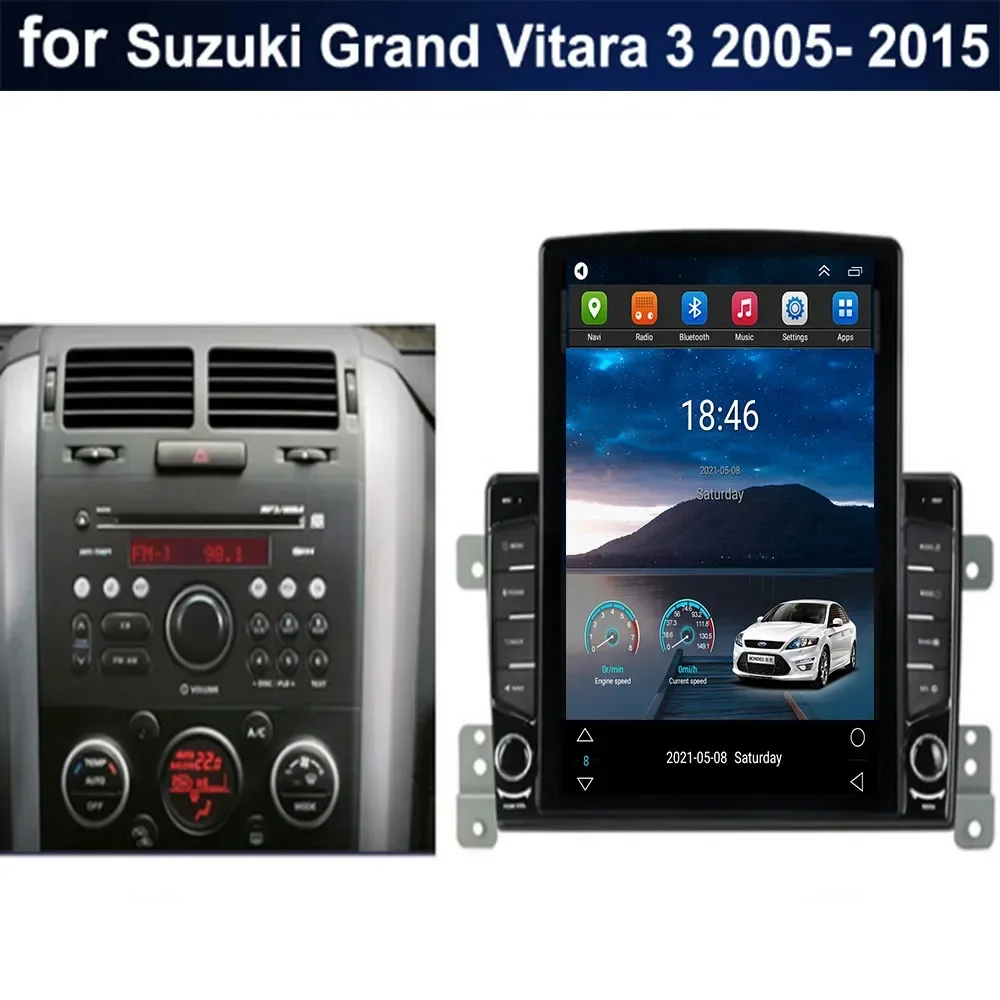 لسوزوكي فيتارا 3 2005-2015 أندرويد 14 5G DSP راديو السيارة مشغل وسائط متعددة ل تسلا نمط شاشة عمودية الملاحة نظام تحديد المواقع 2 الدين