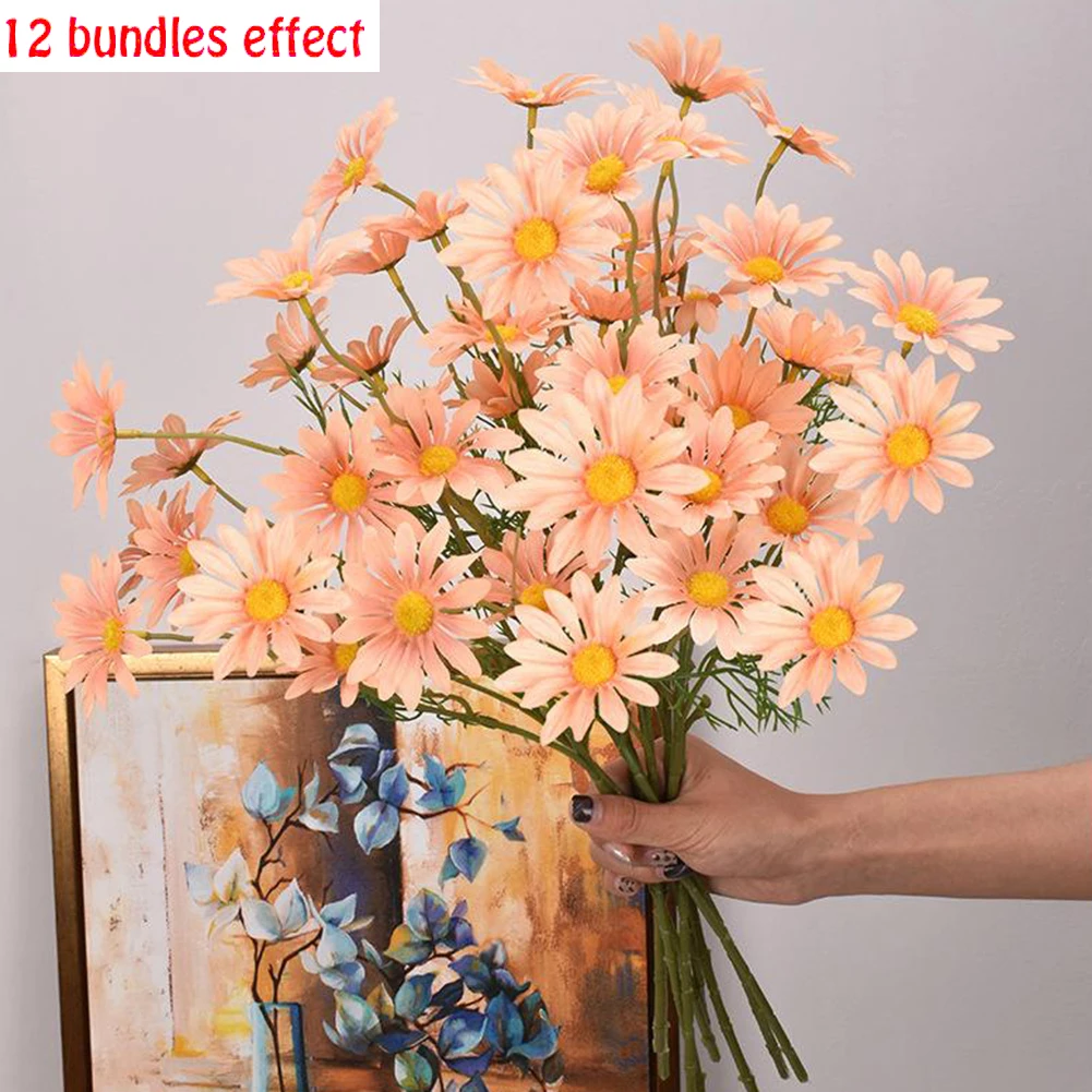 5 Heads  Artificial Flowers Daisy Silk Flowers Decoration Party Wedding Decoration Home Party Daisy Floral Arrangement Decors