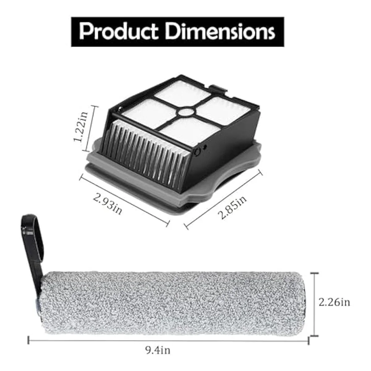 Pièces de rechange pour aspirateur sans fil Floor ONE S5, Floor One S5 Pro 2, rouleaux de brosse, filtre HEPA, 3 pièces