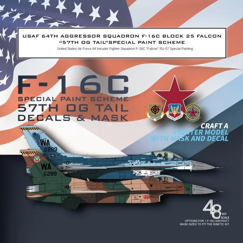 Galaxy D48076 1/48 USAF 64TH AGGRESSOR SQUADRON F-16C BLOCK 25 FALCON“57TH OG TAIL”SPECIAL PAINT SCHEME