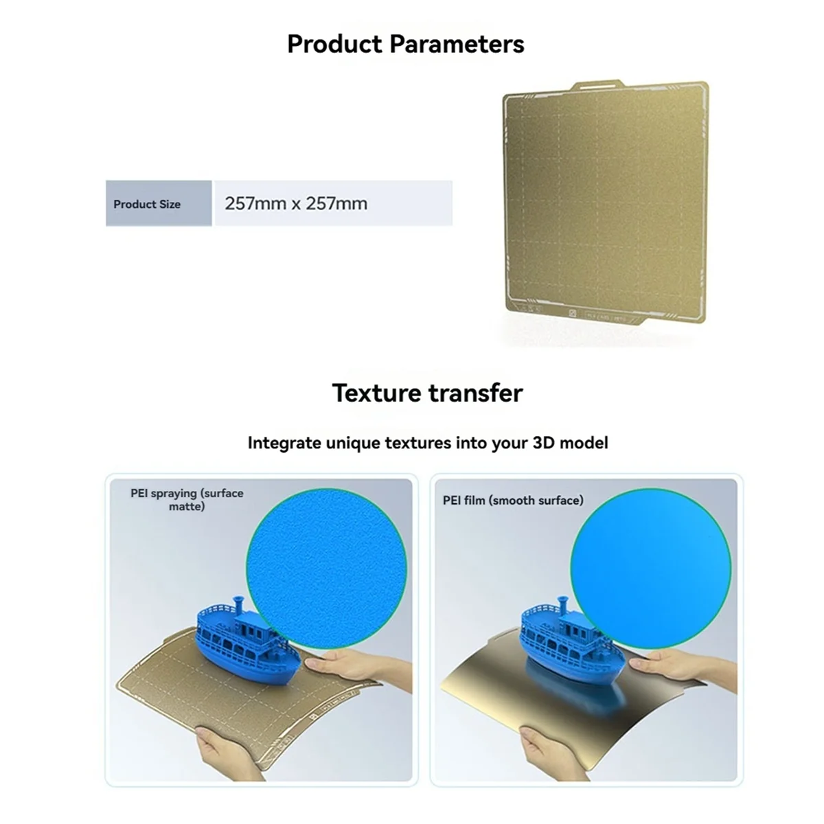 Efficiente per Bambu Lab P1S P1P Lamiera di acciaio per molle 257x257mm Lamiera di Pei strutturata