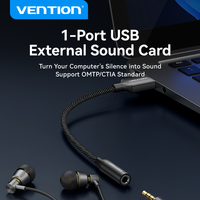 Vention 1-Port USB External Sound Card USB to 3.5mm Audio Adapter USB to Earphone for PC Macbook Computer Laptop Aux Sound Box