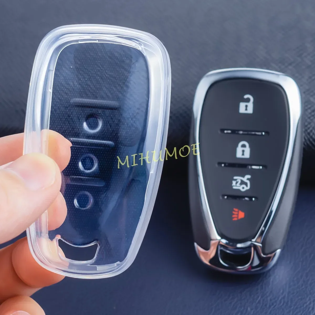 Zwart Transparant Sleutelhanger Case Cover Sleutelhanger Auto Accessoires Voor Chevy Malibu Blazer Bolt EV Trax Equinox Traverse Trailblazer