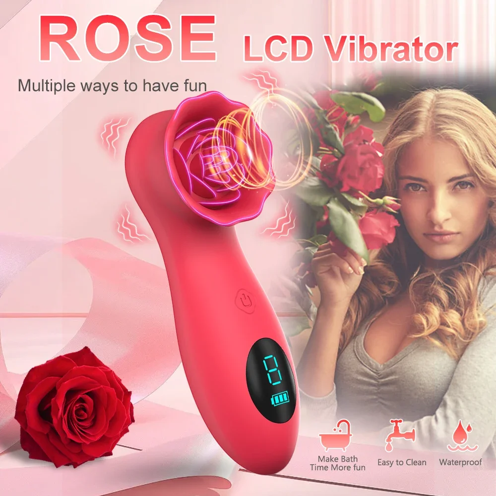 Rose G Spot Vibrator for Women Powerful LCD Vacuum Vagina Stimulator Nipple Clitoris Massager Sex Toy for Adults Supplies