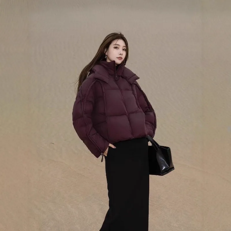 الشتاء نمط جديد أسفل سترة الإناث معطف سميك ودافئ المألوف أسفل ملء معطف قصير/فضفاض مع هود معطف الشتاء النساء
