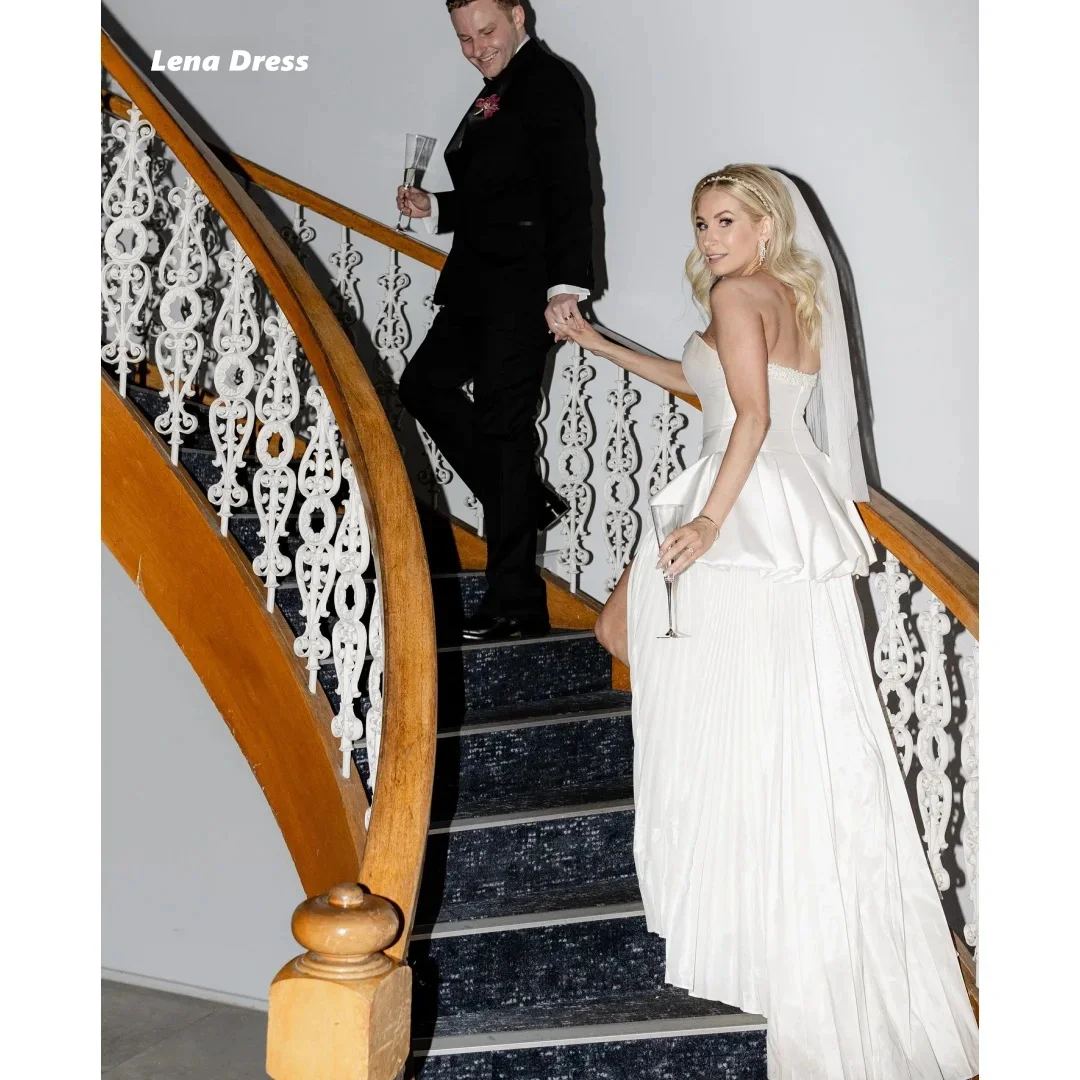 

Lena Strapless Luxurious Women's Evening Dresses Luxury 2024 Satin Wedding Party Dress High Slit Dresses for Special Occasions