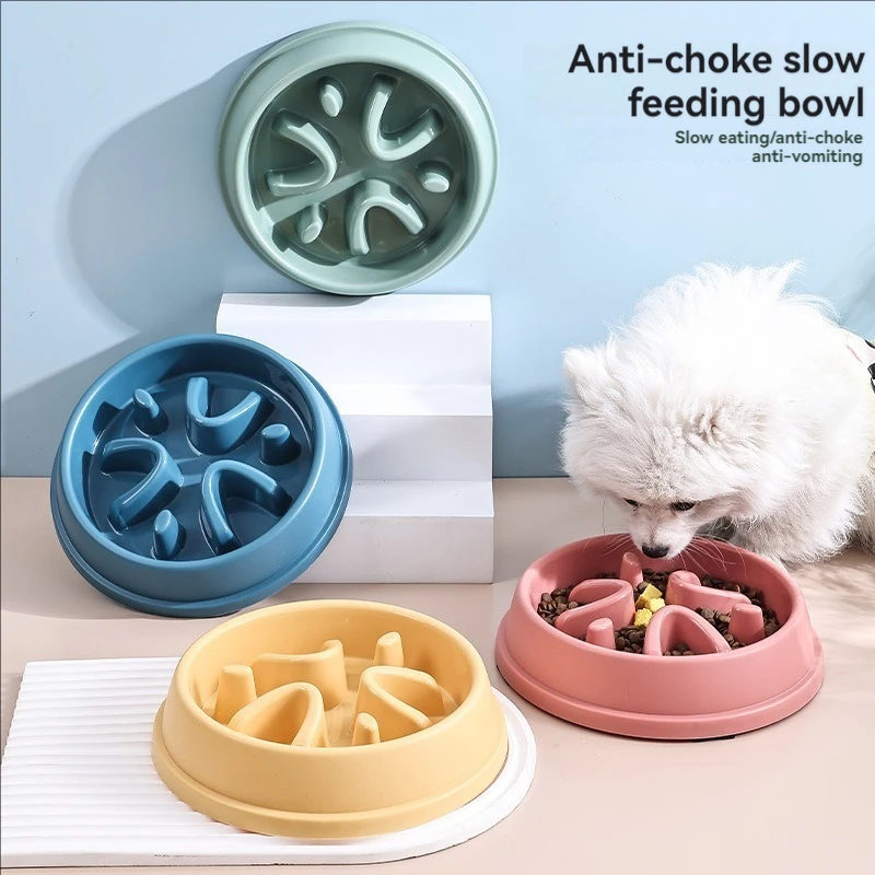 Pet Supplies Dogs and Cats Slow Food Bowl Puzzle Non-Choking Non-Slip Slow Feeder Thickened Plastic Plate Bowl Pet Feeding Bowl