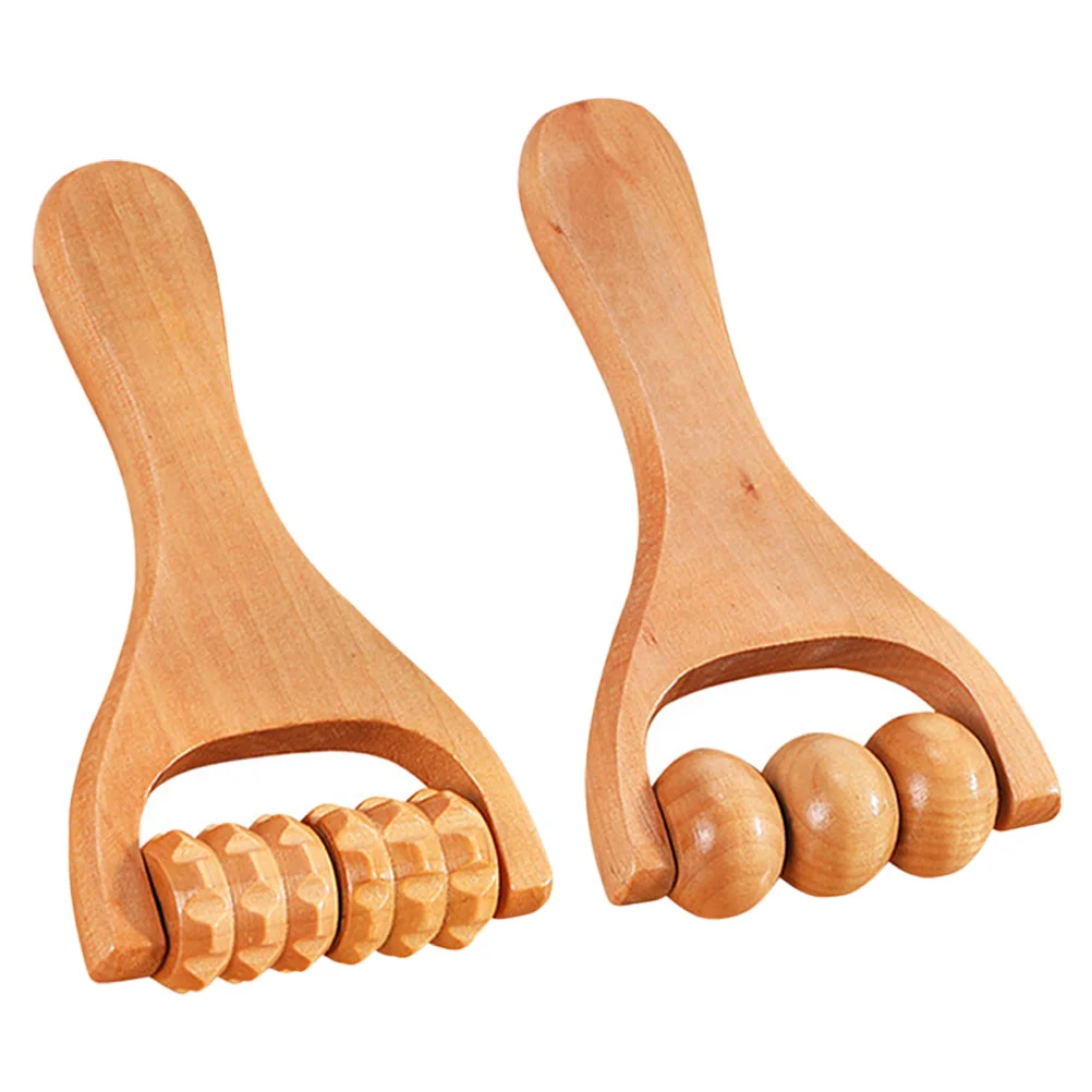 

2 Pcs Foot Massage Tools Muscle Massager Neck Wood Therapy Roller Back Soothing Hand Held