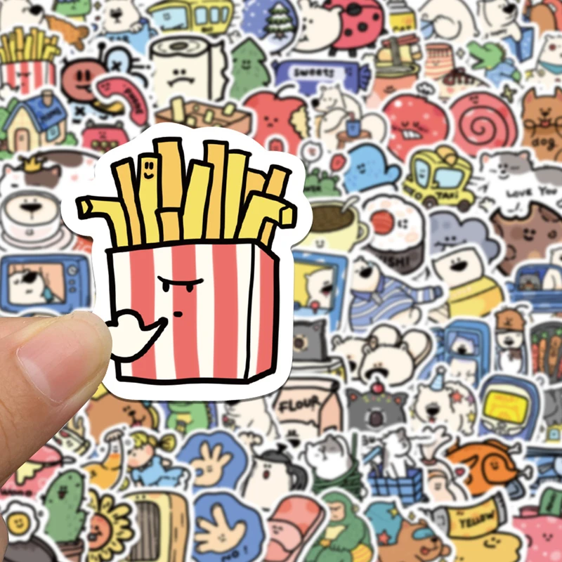 100 adesivi animali carini adesivi per bottiglie d'acqua impermeabili in vinile per laptop, telefono, skateboard, premi in classe