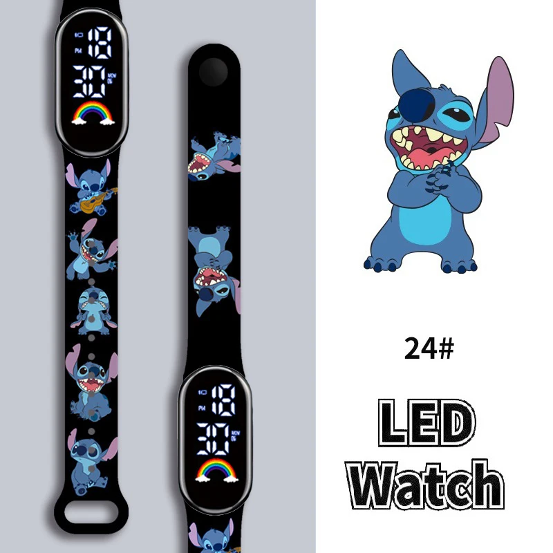 Disney Cartoon Stitch relógios para crianças, Pulseira LED, Relógio eletrônico digital, Relógio impermeável para crianças, Moda meninas