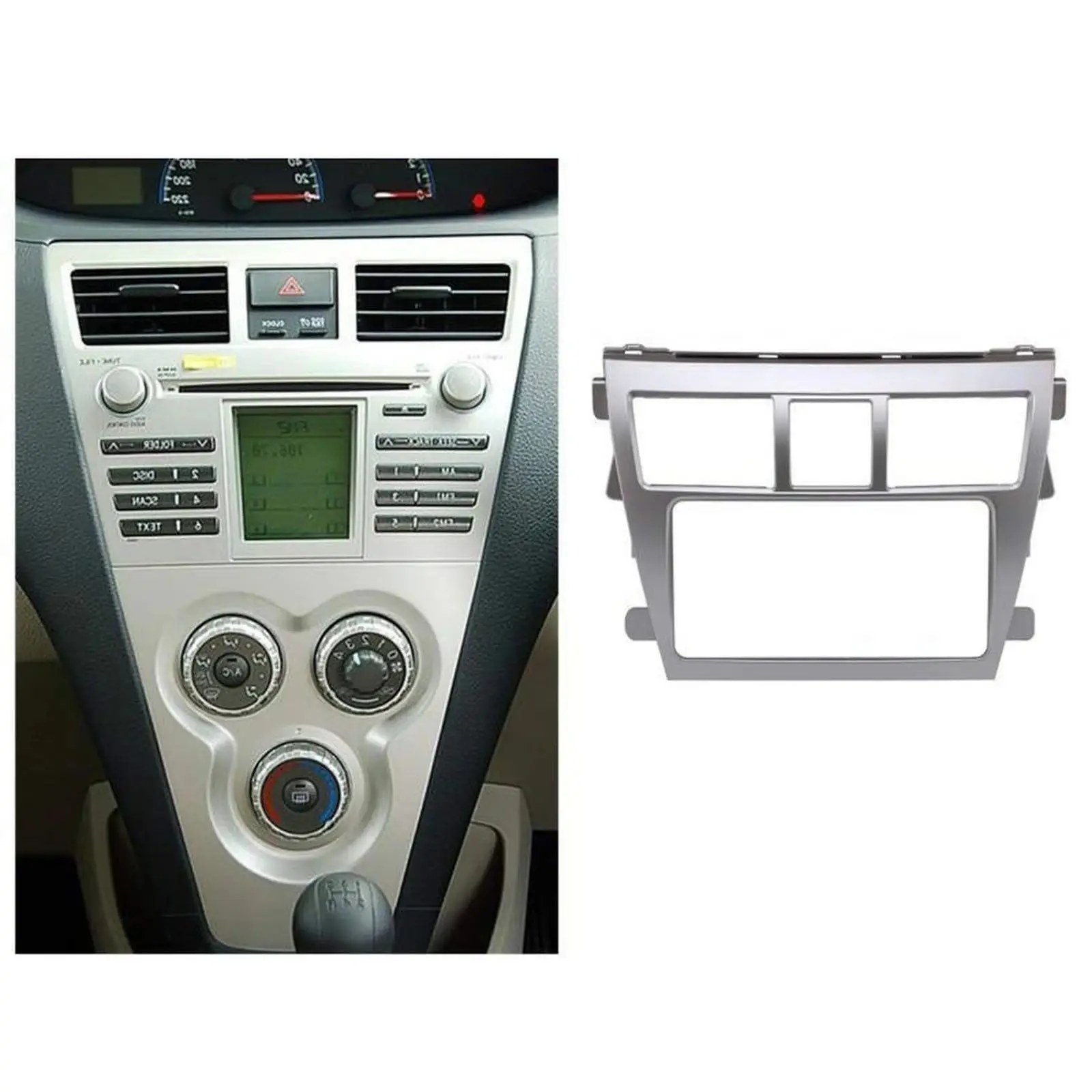 

Car Radio Fascia Panel for Toyota Vios Yaris Sedan Belta Frame 2 Din Stereo Mount Trim Kit Audio DVD Navigation Face Plate