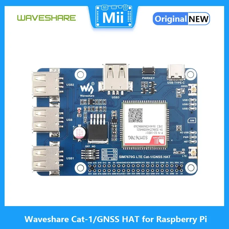 Imagem -02 - Chapéu Gnss Waveshare Cat1 para Raspberry pi Módulo Sim7670g Lte Multi-band Global Suporte 4g Gnss 3x Usb 2.0 Global