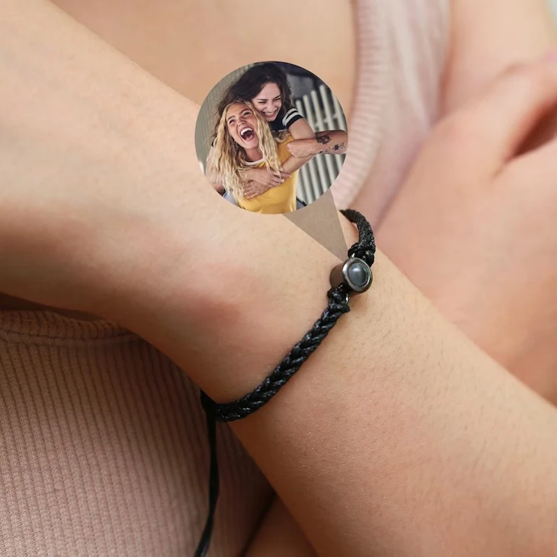 Custom Bracelets with Pictures Personalized Projection Bracelets Photos Personalized Rope Jewelry Gift for Him Her on Christmas