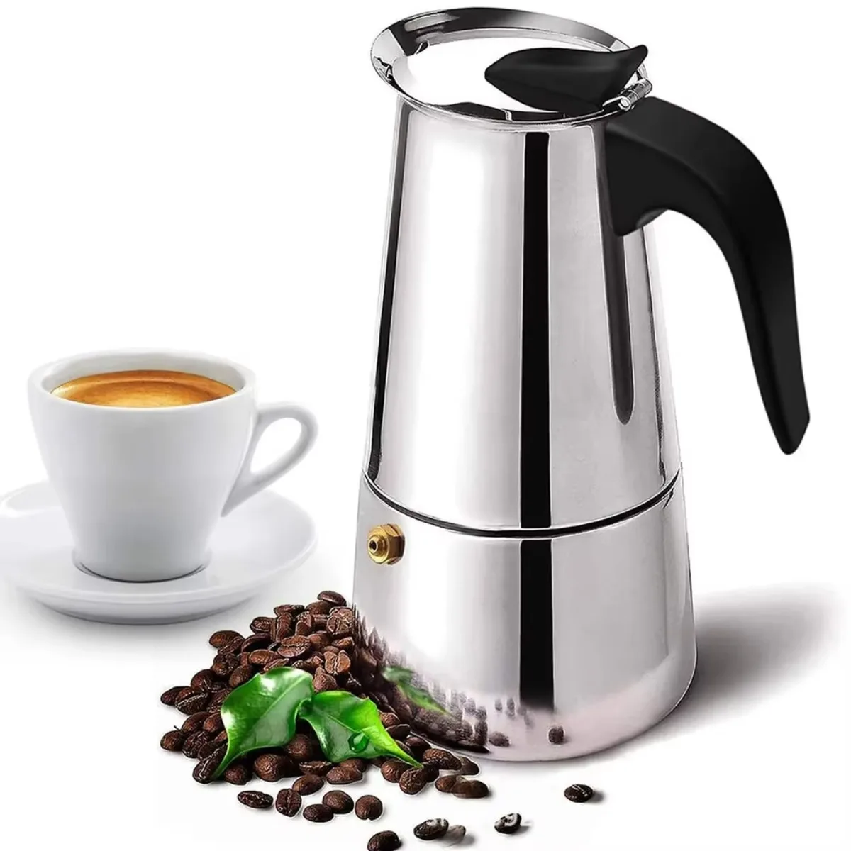 Portable Mocha Coffee Pot Stainless Steel Espresso Maker with Cup Latte Cafetiere Tea Infuser for Camping Travel Home Office