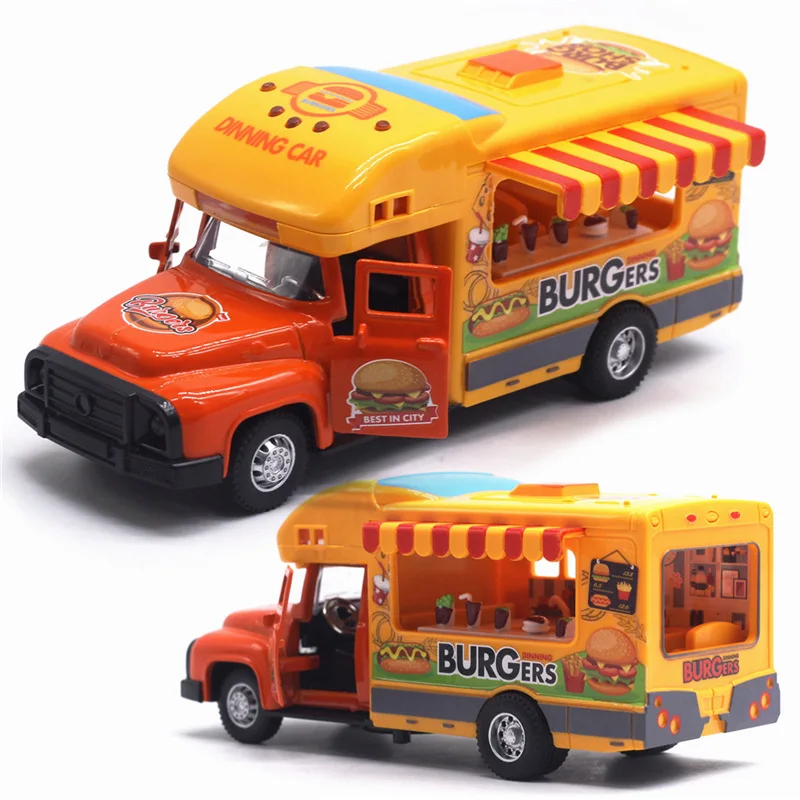 1:28 2 Multifunctional Alloy Wagon/Fast Food Car Alloy Car Model Children's Toy Car