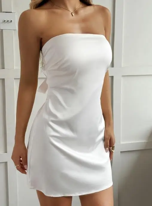 

2025 New Y2K Sexy Style Strapless Solid Color Women's Long Dress